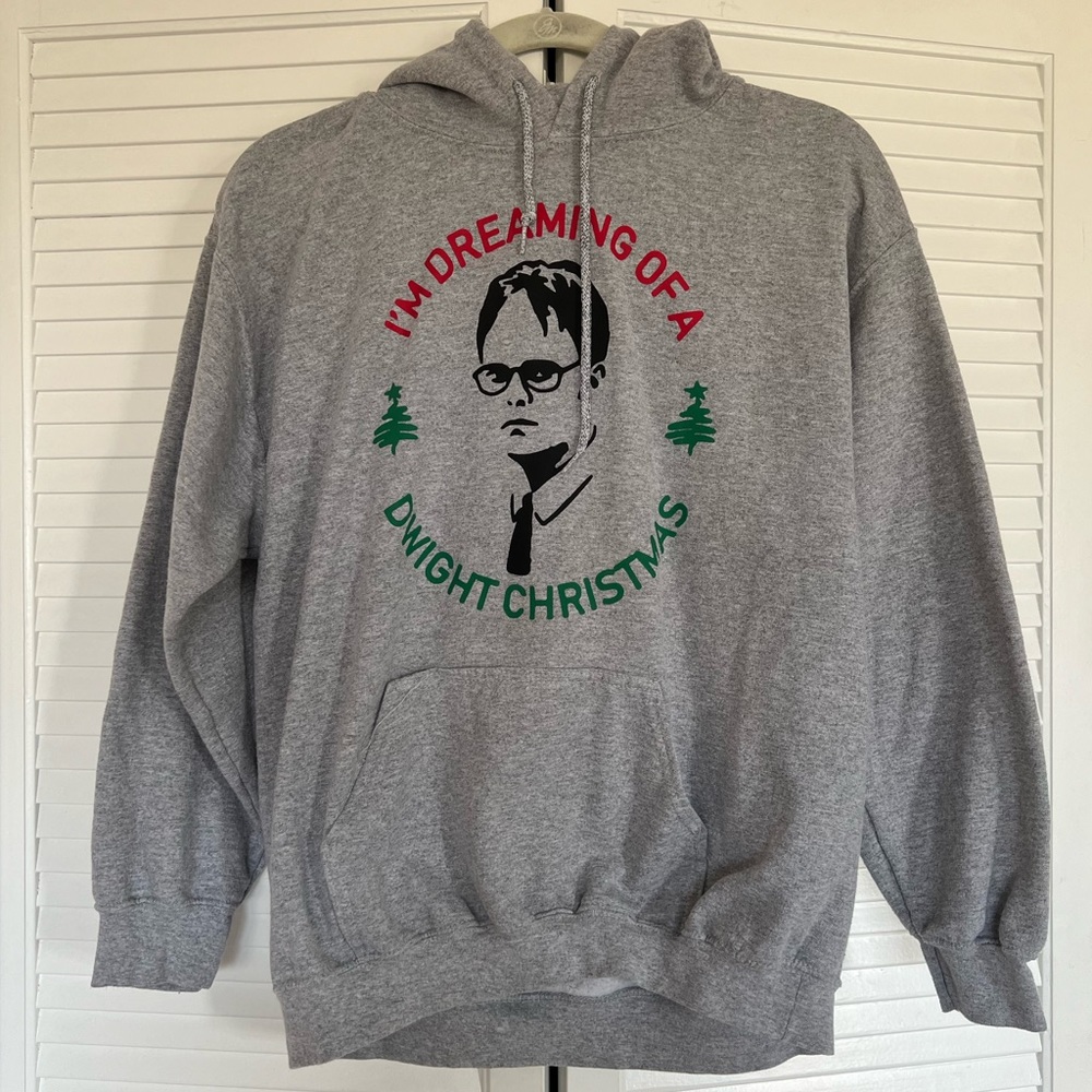 The Office “I’m Dreaming of a Dwight Christmas” Gray Hoodie (size M)